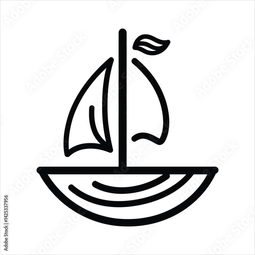 Sailboat Icon Vector. Outline Sailboat Sign. Isolated Contour Symbol Illustration