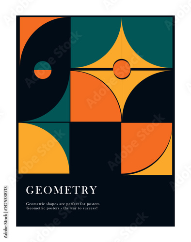 background, banner of Geometric minimalistic pattern, poster,  background of shapes: circle, line. Abstract template for web, banner, sait, business, branding, print. vector art illustration.
