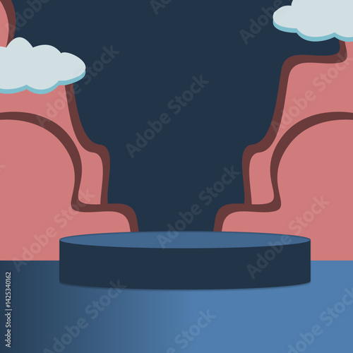 vector illustration of instragram post promotion with podium