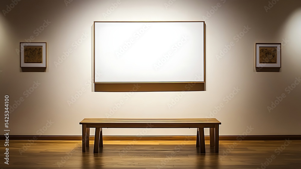 Empty Gallery Wall with Bench Empty Gallery Wall with Bench