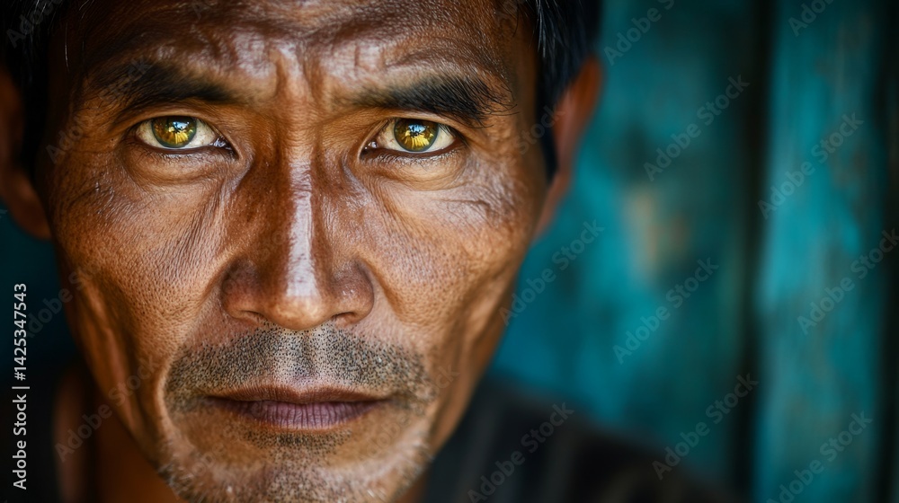 Portrait of a Resilient Asian Man with Strength and Determination