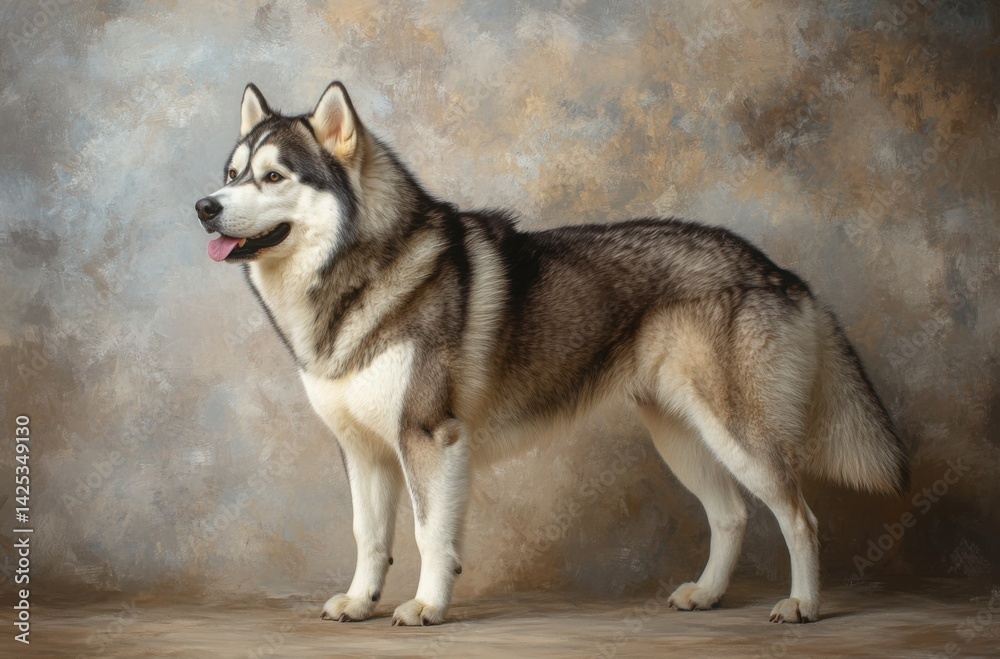 Fototapeta premium Portrait of a confident Alaskan Malamute standing tall