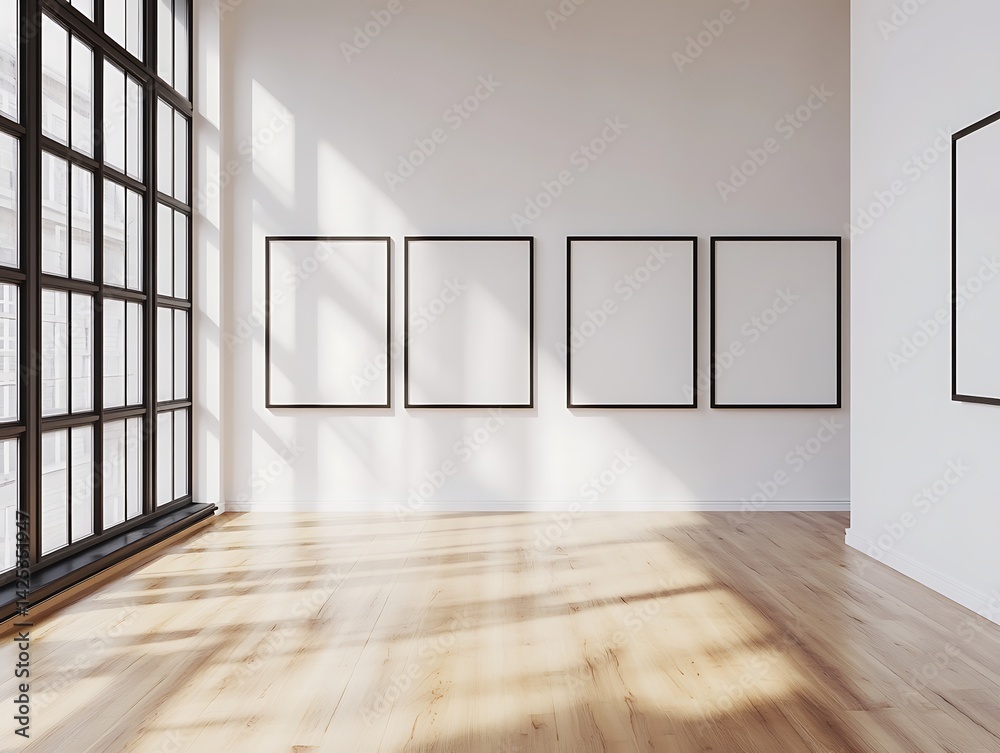 Fototapeta premium Modern gallery space with large windows