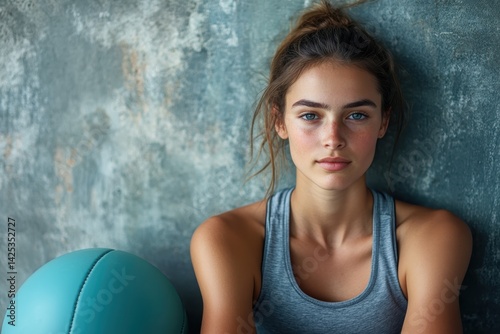 Obraz na płótnie Young athlete resting near a wall after an intense workout session in a gym environment w salonie