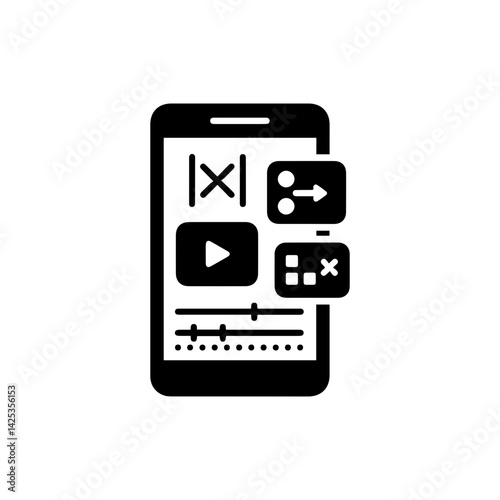 Stylized smartphone with editing tools symbolizing mobile video editing and creation
