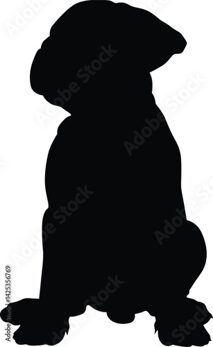Silhouette of a sitting dog isolated on white background, black dog profile vector perfect for pet icons, decals, logos, and design elements.strator Artwork