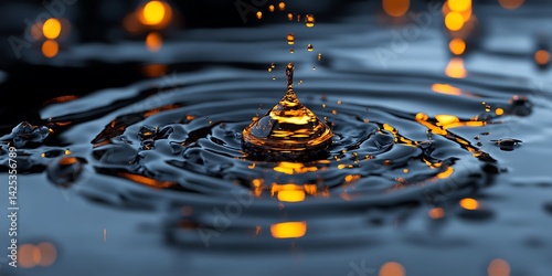 Water Drop Splash, Dark Background