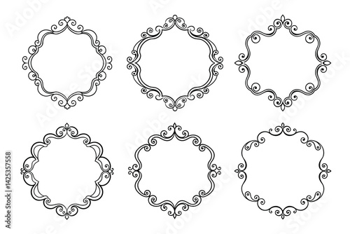 Ornate Black Border Collection, Flourish Decorative Elements Set