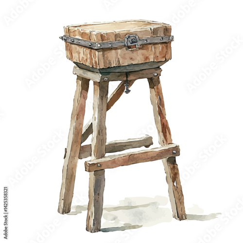 Cajon stand, watercolor illustration, isolated on a white background.

