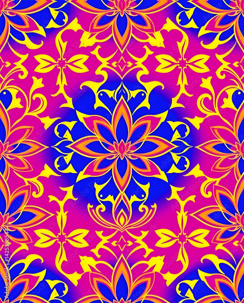 Elegant Yok Dok Thai pattern with lotus floral symmetry, seamless pattern. Elegant Yok Dok Thai pattern with lotus floral symmetry, seamless pattern.
