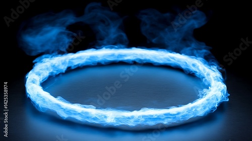Blue ring of smoke, studio shot