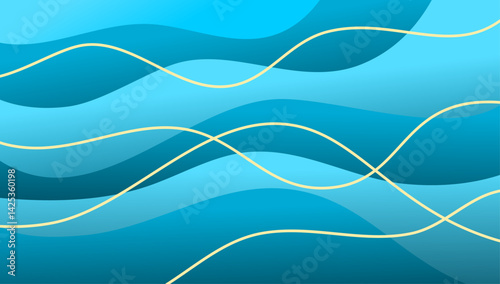 Abstract blue wave ocean pattern with lines. Minimalist elegant fluid or liquid design for wallpaper.