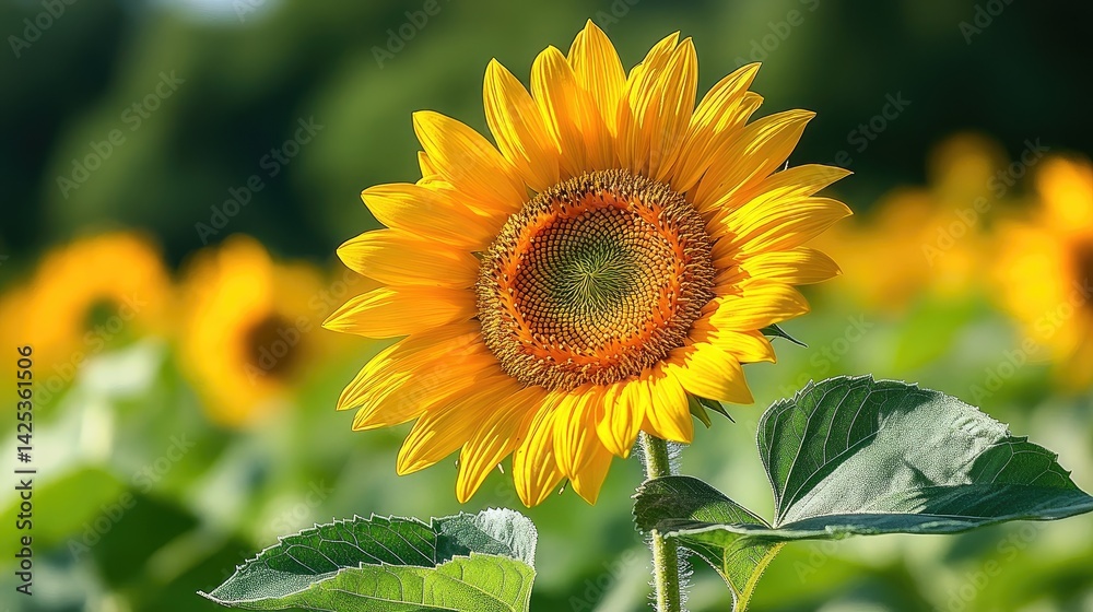 Fototapeta premium Golden Sunflower in Bloom: A Symbol of Youth and Renewal