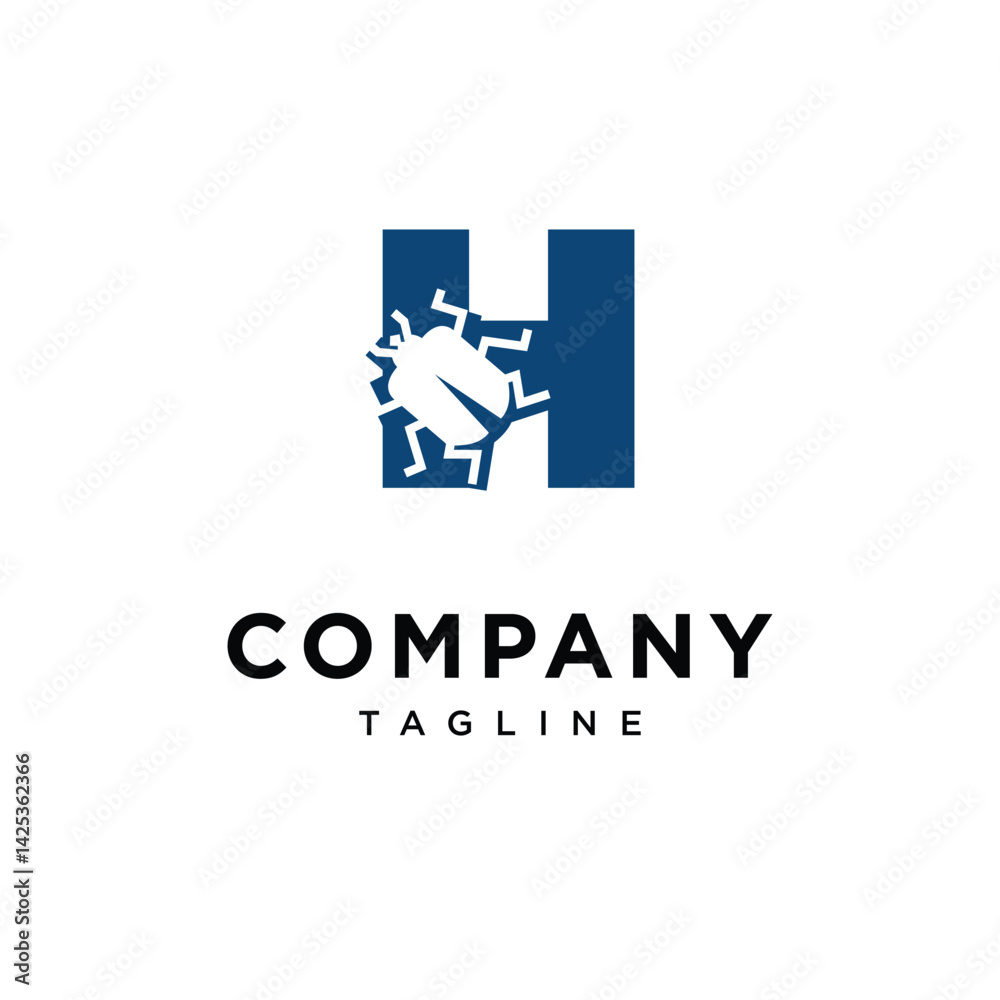 Fototapeta premium Letter H Beetle Logo Icon Vector