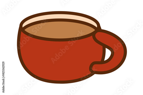 Cute cup of coffee, mug of tea. Kawaii cartoon cup. Mascot, logo, icon. Stock vector illustration isolated on a white background.