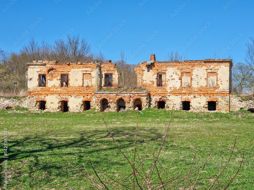 Ruins of the palace in Wlostów, Poland.