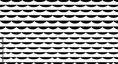 A rhythmic wave pattern in alternating black and white lines creating a visually pleasing design