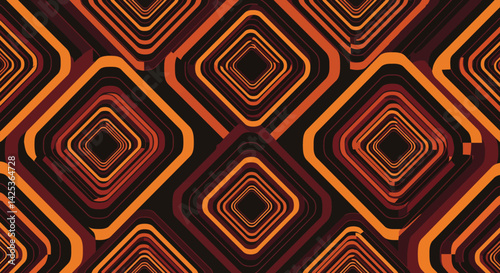 Abstract geometric pattern of nested rounded squares with a warm color palette creating a 3D effect