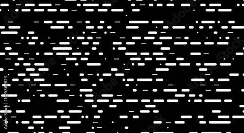 Abstract visual field of white dashes and dots on black resembling data or code