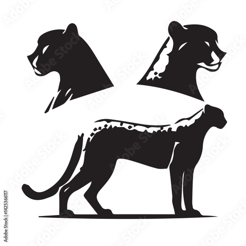 leopard silhouette - leopard vector image - jungle animal - zoo animal 