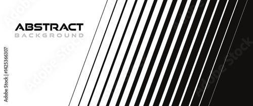 Abstract background in minimal style with slanted lines. Striped transition mask from thick to thin from white to black. Geometric backdrop in monochrome style. Vector illustration