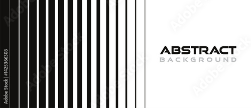 Abstract background in minimal style with lines nested vertically. Striped transition mask from thick to thin from white to black. Geometric backdrop in monochrome style. Vector illustration