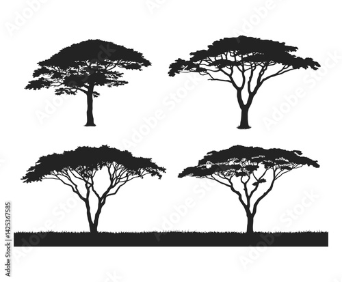 Wild Nature Acacia Tree Silhouette EPS Template