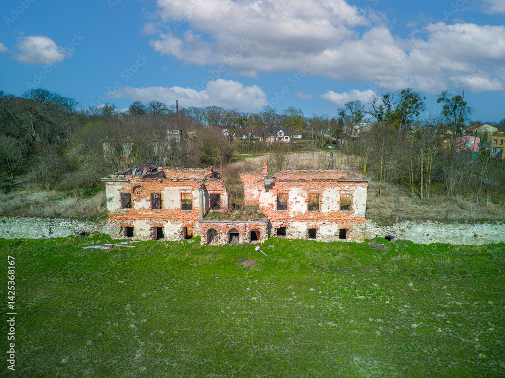 Ruins of the palace in Wlostów, Poland.