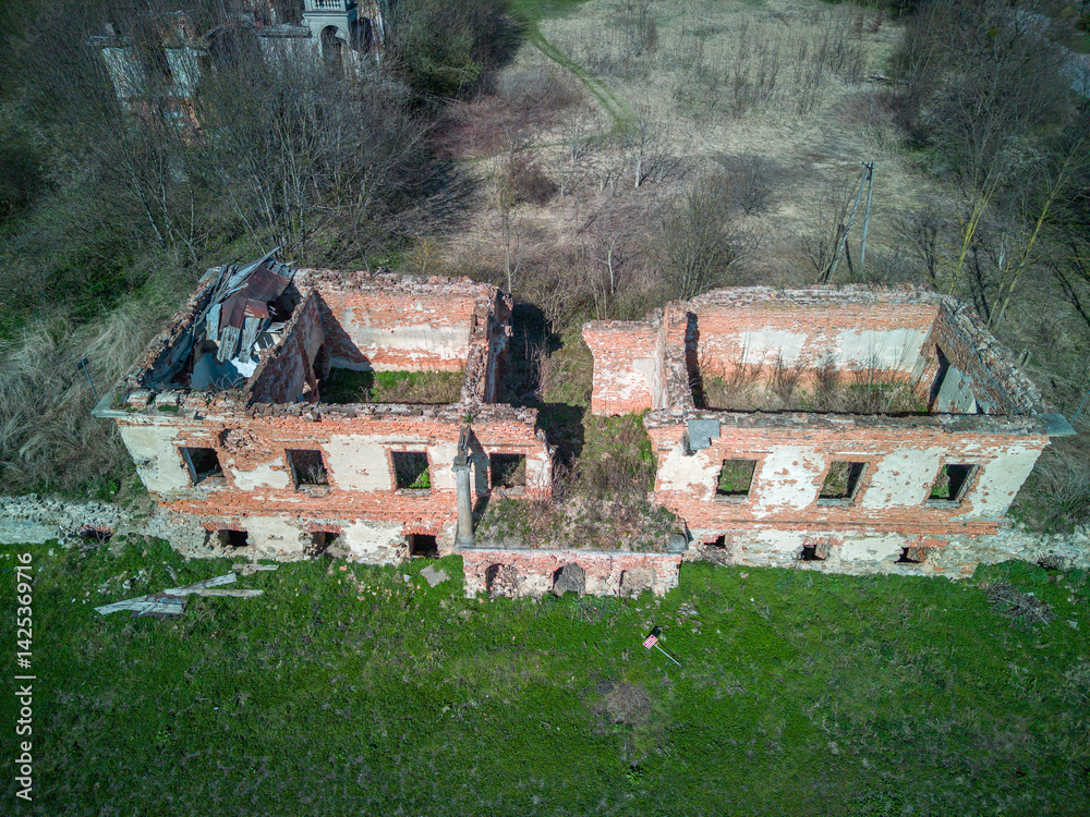 Ruins of the palace in Wlostów, Poland.