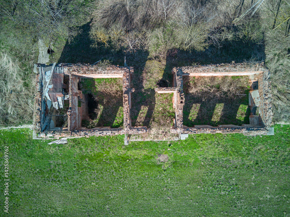 Ruins of the palace in Wlostów, Poland.