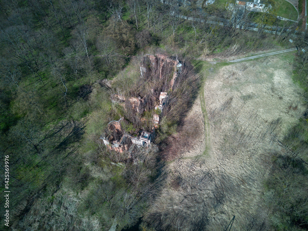 Ruins of the palace in Wlostów, Poland.