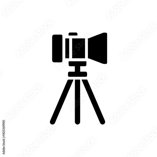 Camera lens with tripod symbolizing professional photography equipment
