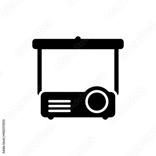 Projector with screen display symbolizing multimedia projection devices