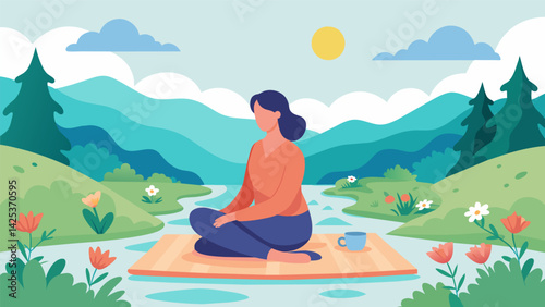 The calming sound of a babbling brook enhances the emotional openness during a patients outdoor therapy session where they sit on a blanket surrounded.