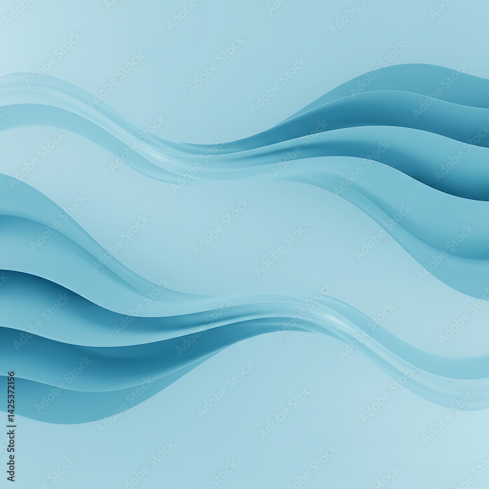 Fototapeta premium Elegant abstract wave layers background in calming light blue tones