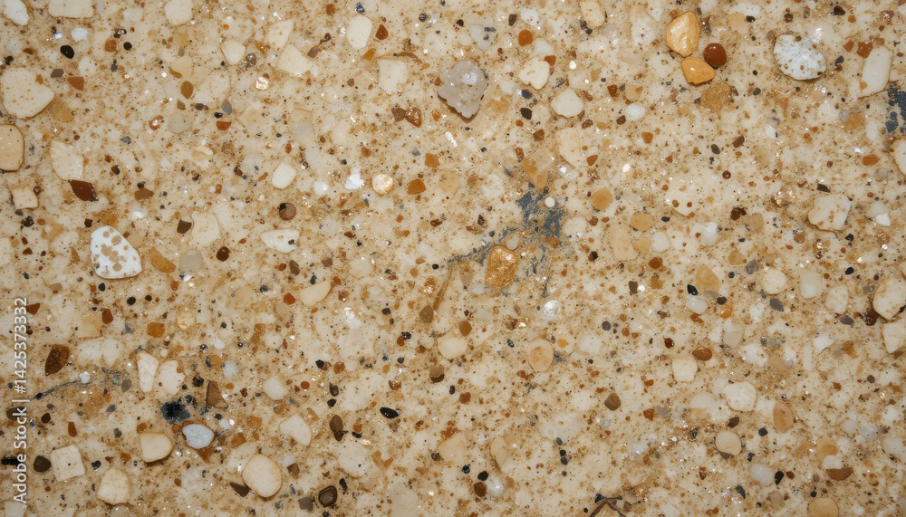 Close-up of a textured surface with various small stones and grains.