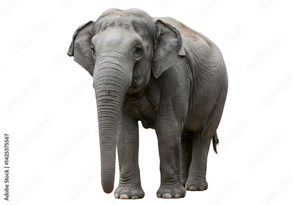 Obraz premium Majestic Asian Elephant: Powerful Animal Portrait transparent background