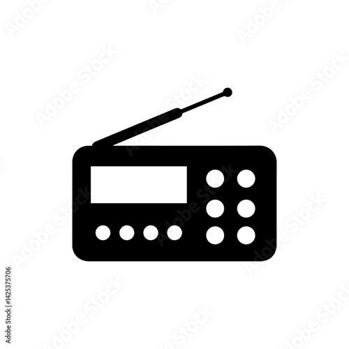 Radio with antenna side knobs flat icon