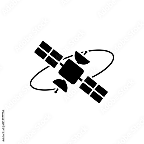 Satellite orbiting planet minimal icon