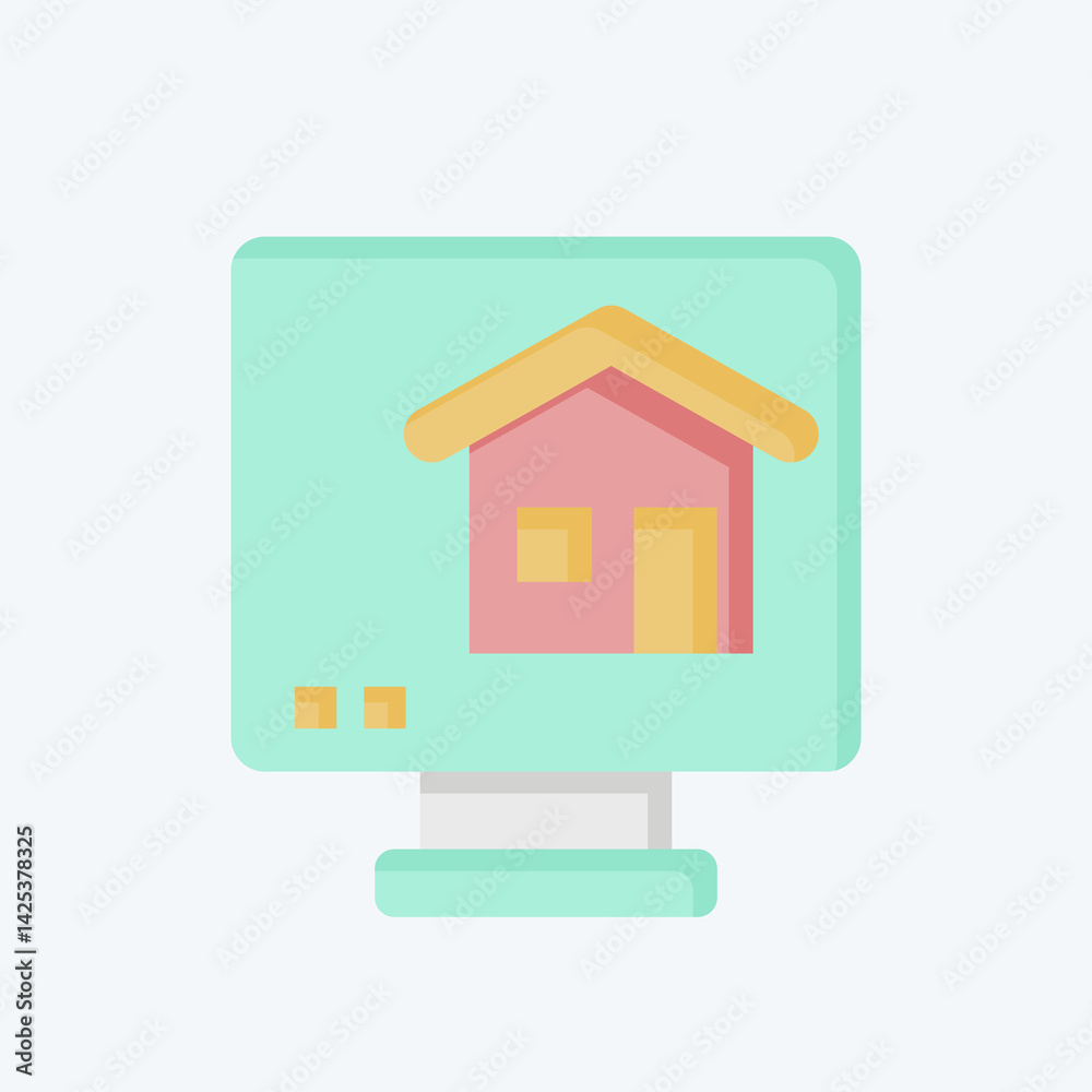 Fototapeta premium Icon Online Blue Print. related to Civil Engineering symbol. flat style. editable