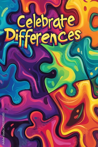 Celebrate differences vibrant colorful poster