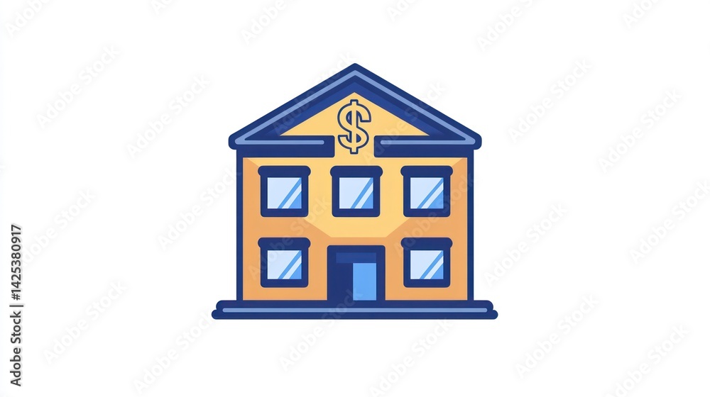 Simple Bank Building Icon Simple Bank Building Icon