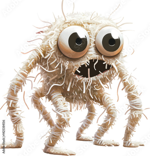 An isolated soft fuzzy character on white background, vector, png