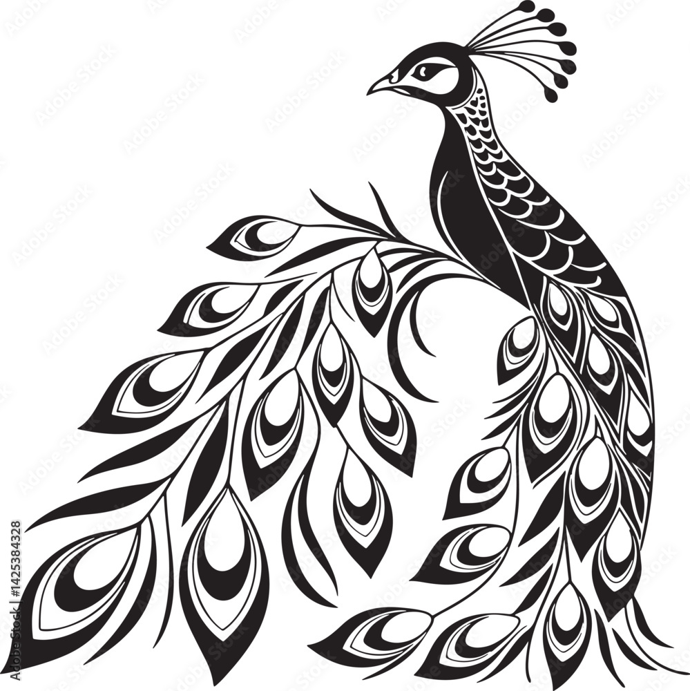 Fototapeta premium Chukar Partridge bird silhouette vector Illustration