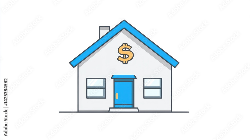 Simple house with dollar sign, financial home