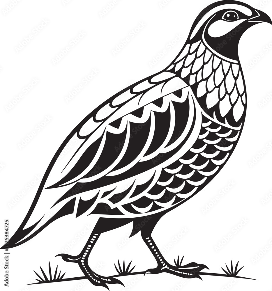 Obraz premium Chukar Partridge bird silhouette vector Illustration
