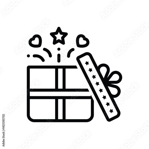Black line icon for gift