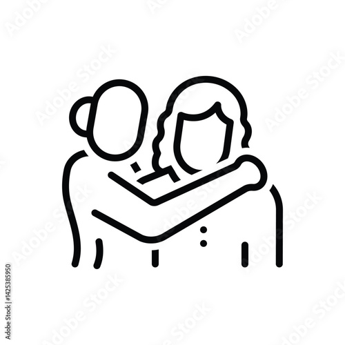 Black line icon for hug