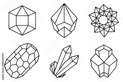 mineral crystal str line art fine contour artwork