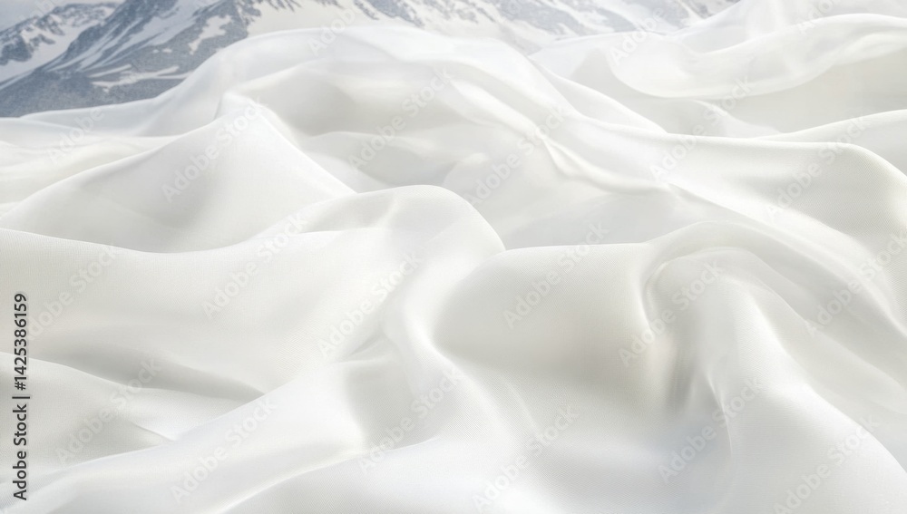 Obraz premium White fabric drapes against snowy mountains